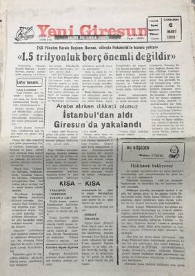 Yeni Giresun Gazetesi 6 Mart 1996 FKB Yönetim Kurulu Başkanı Burnaz1.5 Trilyonluk Borç Önemli Değildir GZ30457 - 1