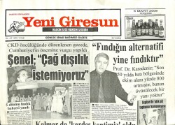 Yeni Giresun Gazetesi 6 Mart 2008 - Şenel Çağ Dışılık İstemiyoruz GZ101952 - 2