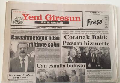 Yeni Giresun Gazetesi - 6 Mart 2014 - Çotanak Balık Pazarı Hizmette - GZ43812 - 2