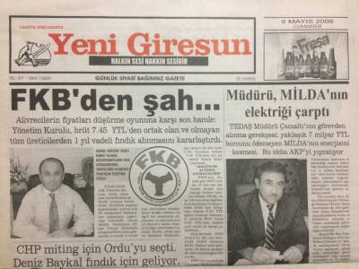 Yeni Giresun Gazetesi 6 Mayıs 2006 - FKBden Şah GZ35433 - 1
