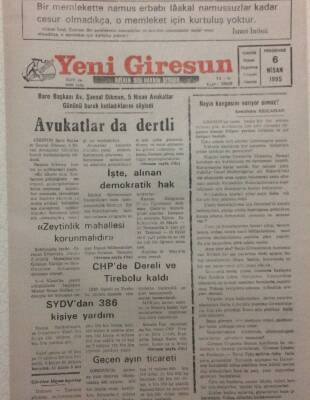 Yeni Giresun Gazetesi 6 Nisan 1995 - Avukatlar da Dertli GZ34633 - 1