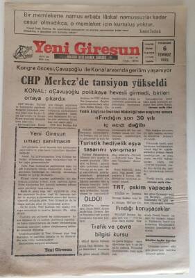 Yeni Giresun Gazetesi 6 Temmuz 1995 - CHP Merkezde Tansiyon Yükseldi GZ31042 - 1
