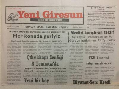 Yeni Giresun Gazetesi 6 Temmuz 2005 - Her Konuda Geriyiz GZ38497 - 1