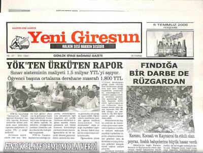 Yeni Giresun Gazetesi 6 Temmuz 2006 - Yökten Ürküten Rapor GZ108566 - 1