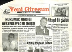 Yeni Giresun Gazetesi 7 Ağustos 2006 - Fındık Harmana İniyor GZ101903 - 2