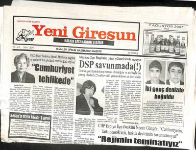 Yeni Giresun Gazetesi 7 Ağustos 2007 - FKBye 150 Trilyon Kredi Sözü İddiası GZ109429 - 1