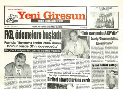 Yeni Giresun Gazetesi 7 Ekim 2006 - FKB Ödemelere Başladı GZ101930 - 2