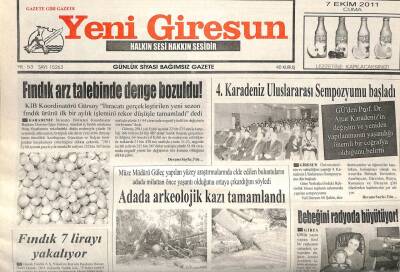 Yeni Giresun Gazetesi 7 Ekim 2011 - Adada Erkeolojik Kazı Tamamlandı GZ108903 - 1