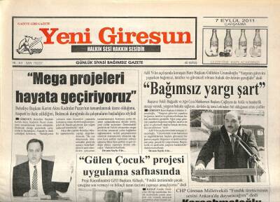 Yeni Giresun Gazetesi 7 Eylül 2011 - Bağımsız Yargı Şart GZ108962 - 1