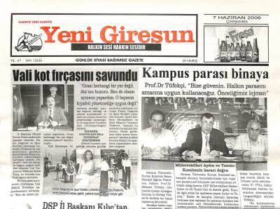 Yeni Giresun Gazetesi 7 Haziran 2006 - Sergen Yalçın Şekersporda GZ108658 - 1