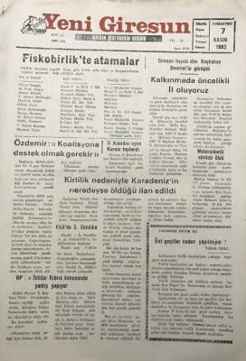 Yeni Giresun Gazetesi 7 Kasım 1992Giresun Heyeti Dün Başbakan Demirel le Görüştü GZ30084 - 1