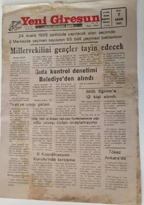 Yeni Giresun Gazetesi - 7 Kasım 1995 - Milletvekilini Gençler Tayin Edecek - GZ43806 - 1