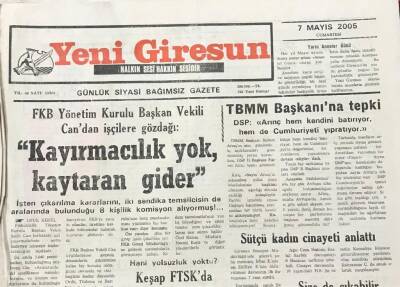 Yeni Giresun Gazetesi 7 Mayıs 2005 Sütçü Kadın Cinayeti Anlattı GZ30350 - 1