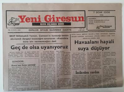 Yeni Giresun Gazetesi 7 Ocak 2000 - Havaalanı Hayali Suya Düşüyor GZ28759 - 1