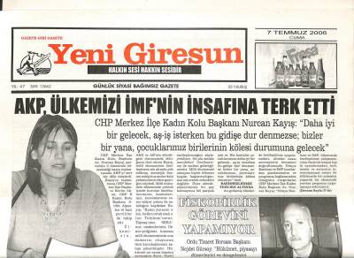 Yeni Giresun Gazetesi 7 Temmuz 2006 - Giresunspor Sessizliğini Bozacak GZ108568 - 1