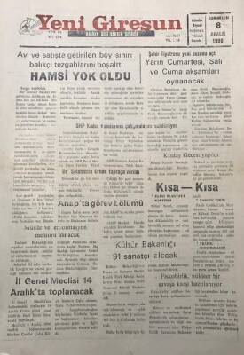Yeni Giresun Gazetesi 8 Aralık 1990 Fiskobirlik Nükleer Bir Savaşa Karşı Hazırlanıyor GZ30150 - 1