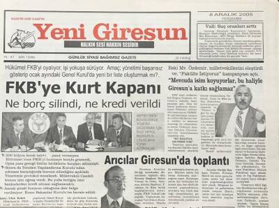 Yeni Giresun Gazetesi 8 Aralık 2005 Etbaşoğlu Hayvan Barınağına Karaca Hastanesi Kurulacak GZ30205 - 1