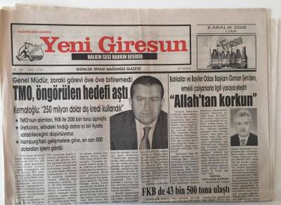 Yeni Giresun Gazetesi 8 Aralık 2006 - TMO , Öngürülen Hedefi Aştı GZ28780 - 1