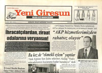 Yeni Giresun Gazetesi 8 Aralık 2011 - DOKA Proje Bekliyor GZ108924 - 1