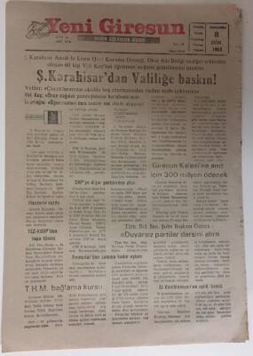 Yeni Giresun Gazetesi 8 Ekim 1993 - Ş .Karahisardan Valiliğe Baskın GZ31020 - 1