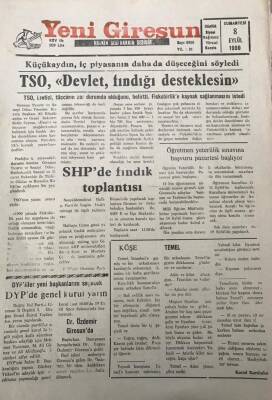 Yeni Giresun Gazetesi 8 Eylül 1990 Ali Küçükaydın İç Piyasanın Daha Da Düşeceğini Söyledi GZ30140 - 1