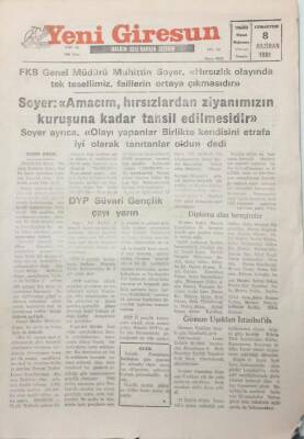 Yeni Giresun Gazetesi 8 Haziran 1991 Kabuk Parası Bile Giresunspor Kulübünden Esirgendi GZ25636 - 1