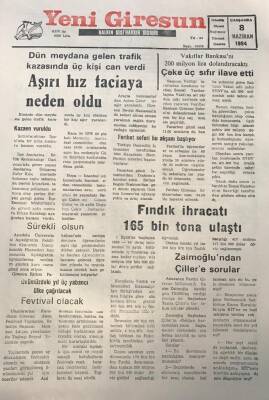 Yeni Giresun Gazetesi 8 Haziran 1994 Rasim Zaimoğlundan Tansu Çillere Sorular GZ25963 - 1