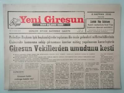 Yeni Giresun Gazetesi 8 Haziran 2000 Belediyede Yeni Komisyonlar Görevde -GZ33094 - 1