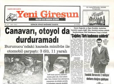 Yeni Giresun Gazetesi 8 Haziran 2006 - Fatih Mehmet Kitapçıyı Taraftar İkna Etti GZ108659 - 1