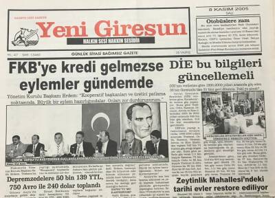 Yeni Giresun Gazetesi 8 Kasım 2005 Zeytinlik Mahallesindeki Evler Restore Ediliyor GZ30180 - 1