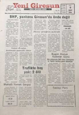 Yeni Giresun Gazetesi 8 Mart 1994 Shp Yalnızca Giresunda Önde Değil GZ30212 - 1