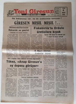 Yeni Giresun Gazetesi 8 Mart 1996 - 8 Mart Dünya Kadınlar Günü , Giresun Mışıl Mışıl ... GZ28751 - 1
