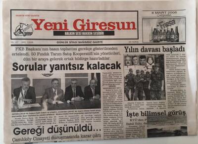 Yeni Giresun Gazetesi 8 Mart 2006 - Karadeniz Sahil Yoluna Bilimsel Görüş GZ28772 - 1