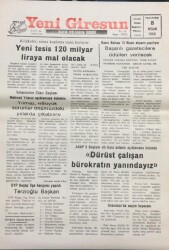 Yeni Giresun Gazetesi 8 Nisan 1996- Yeni Tesis 120 Milyar Liraya Mal Olacak GZ14042 - 2