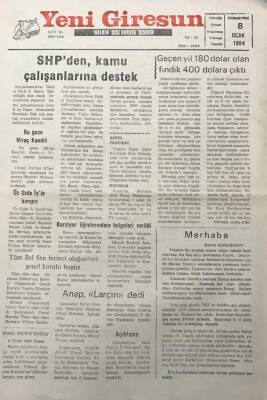 Yeni Giresun Gazetesi 8 Ocak 1994Geçen Yıl 180 Dolar Olan Fındık 400 Dolara Çıktı GZ30022 - 1