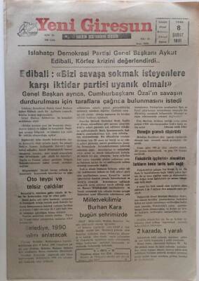 Yeni Giresun Gazetesi 8 Şubat 1991 - Belediye 1990 Yılını Anlatacak GZ31086 - 1