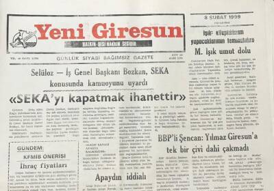 Yeni Giresun Gazetesi 8 Şubat 1999 Mehmet Işık Yaptıklarım Yapacaklarımın Teminatıdır GZ30194 - 1