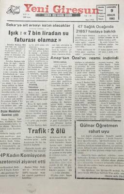 Yeni Giresun Gazetesi 9 Aralık 1992 Anaptan Özalın Resmi İndirildi GZ30239 - 1