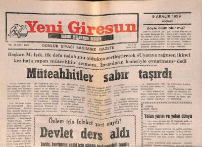 Yeni Giresun Gazetesi 9 Aralık 1999 - Bulancakspor Hatalardan Yakınıyor GZ77980 - 1