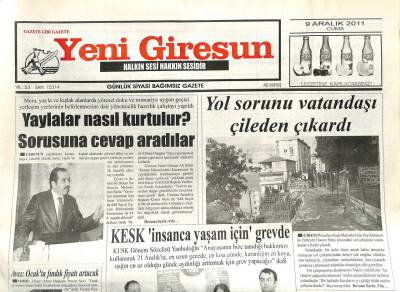 Yeni Giresun Gazetesi 9 Aralık 2011 - Yaylalar Nasıl Kurtulur? GZ108923 - 1