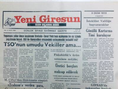 Yeni Giresun Gazetesi 9 Ekim 1999 - Gönüllü Kurtarma Timi Kuruluyor GZ41369 - 1