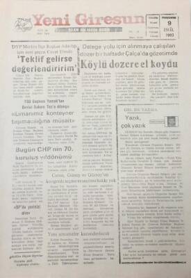 Yeni Giresun Gazetesi 9 Eylül 1993 Bugün CHPnin 70. Kuruluş Yıldönümü GZ26022 - 1