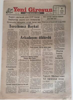Yeni Giresun Gazetesi 9 Eylül 1995 - Tercihimiz Baykal GZ31048 - 1