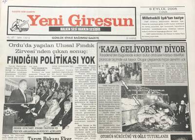 Yeni Giresun Gazetesi 9 Eylül 2005 Altın Fındık Festivaline Ünlü Sanatçılar Katılıyor GZ30197 - 1