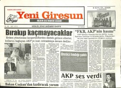 Yeni Giresun Gazetesi 9 Eylül 2006 - AKP Ses Verdi GZ101857 - 1