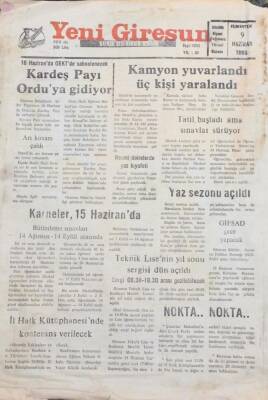 Yeni Giresun Gazetesi 9 Haziran 1990 GİFSAD Gece Yapacak GZ30923 - 1