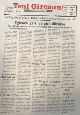 Yeni Giresun Gazetesi 9 Haziran 1994 Yalıköy Tekrar Giresun Belediyesi Mücavir Alanına Alınsın Mı GZ25964 - 1
