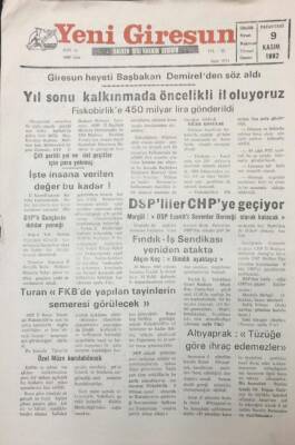 Yeni Giresun Gazetesi 9 Kasım 1992 MorgülDSP Eceviti Sevenler Derneği Olarak Kalacak GZ26047 - 1