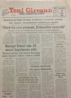 Yeni Giresun Gazetesi 9 Mart 1992 - Türkün Sesi Çıkacak Ermeniler Susacak GZ34572 - 1