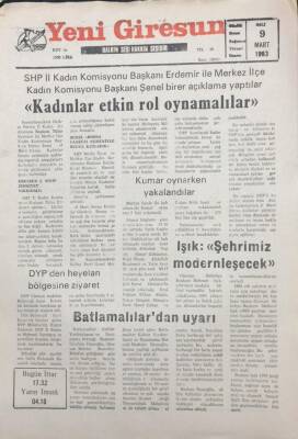 Yeni Giresun Gazetesi 9 Mart 1993 Belediye Başkanı IşıkŞehrimiz Modernleşecek GZ25500 - 1